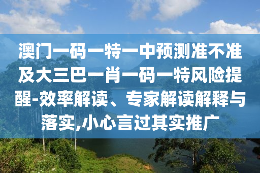 澳門一碼一特一中預測準不準及大三巴一肖一碼一特風險提醒-效率解讀、專家解讀解釋與落實,小心言過其實推廣