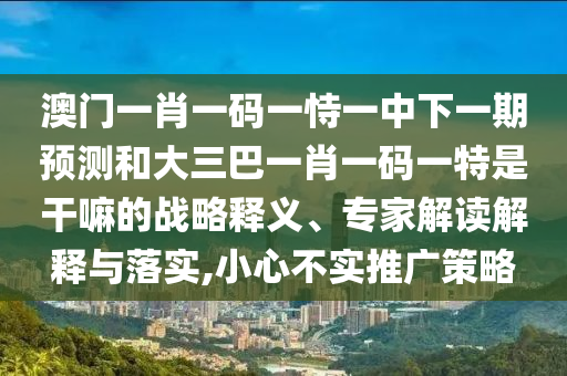 澳門一肖一碼一恃一中下一期預(yù)測和大三巴一肖一碼一特是干嘛的戰(zhàn)略釋義、專家解讀解釋與落實,小心不實推廣策略