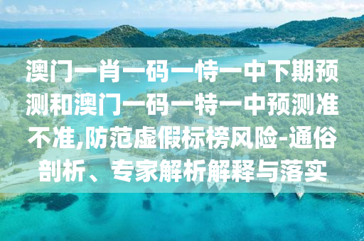 澳門一肖一碼一恃一中下期預(yù)測和澳門一碼一特一中預(yù)測準(zhǔn)不準(zhǔn),防范虛假標(biāo)榜風(fēng)險(xiǎn)-通俗剖析、專家解析解釋與落實(shí)