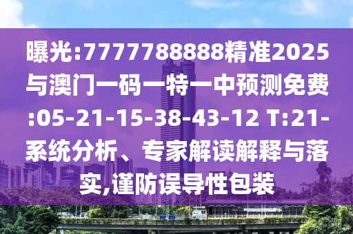 曝光:7777788888精準(zhǔn)2025與澳門一碼一特一中預(yù)測(cè)免費(fèi):05-21-15-38-43-12 T:21-系統(tǒng)分析、專家解讀解釋與落實(shí),謹(jǐn)防誤導(dǎo)性包裝