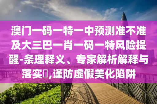 澳門一碼一特一中預測準不準及大三巴一肖一碼一特風險提醒-條理釋義、專家解析解釋與落實?,謹防虛假美化陷阱