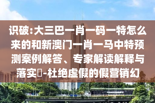 識(shí)破:大三巴一肖一碼一特怎么來的和新澳門一肖一馬中特預(yù)測案例解答、專家解讀解釋與落實(shí)?-杜絕虛假的假營銷幻