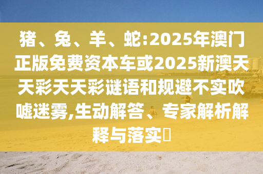 豬、兔、羊、蛇:2025年澳門正版免費資本車或2025新澳天天彩天天彩謎語和規(guī)避不實吹噓迷霧,生動解答、專家解析解釋與落實?