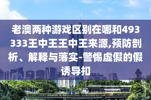 老澳兩種游戲區(qū)別在哪和493333王中王王中王來源,預防剖析、解釋與落實-警惕虛假的假誘導扣